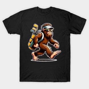 Funny Golf Novelty Sasquatch Bigfoot Golfing T-Shirt